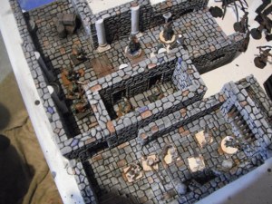 Hirst Arts Modular Dungeon.  Assorted figures by Reaper Miniatures and Games Workshop.